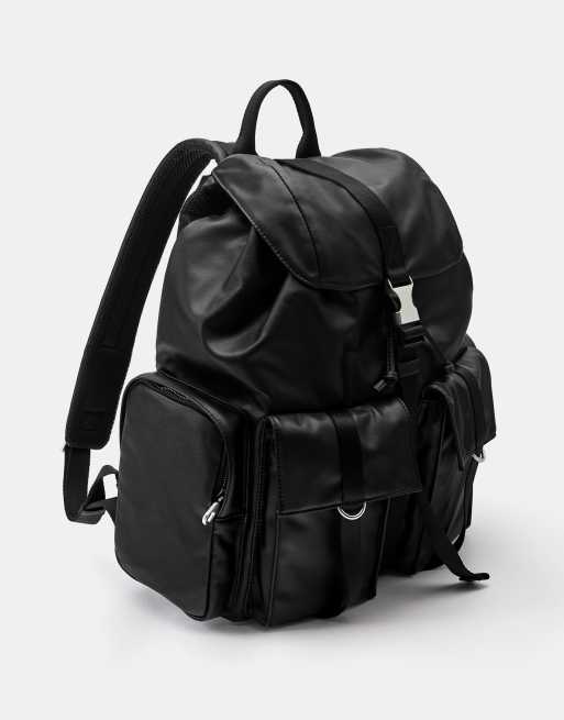 Pull&Bear rygsæk i sort ruskind med flere lommer, 2 af 7