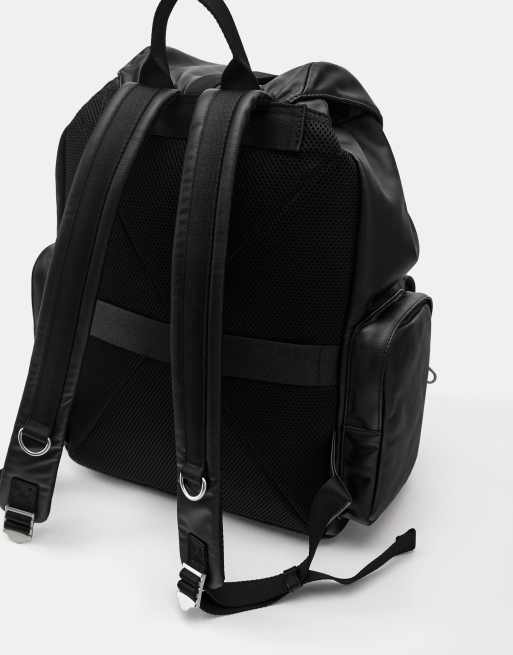 Pull&Bear rygsæk i sort ruskind med flere lommer, 3 af 7