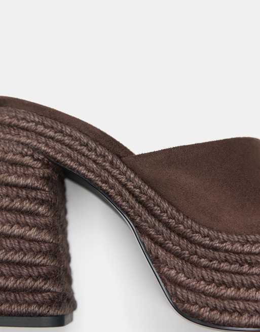 Pull&Bear - Sabots à plateforme en jute - Marron ton sur ton, 2 de 4