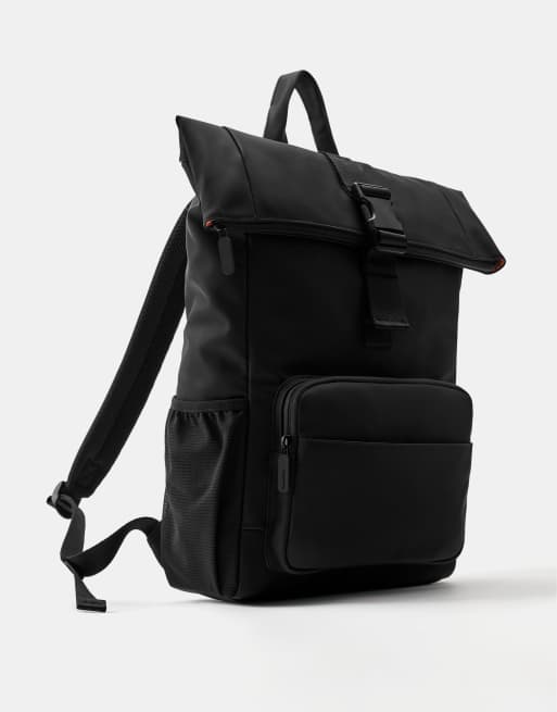 Pull&Bear sac à dos à rabat effet caoutchouté noir, 2 de 5