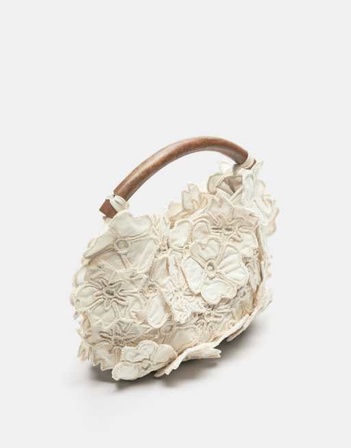 Pull&Bear - Sac à main avec fleurs - Écru, 2 de 4