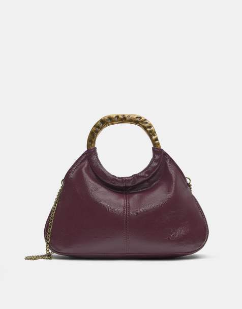 Pull&Bear - Sac à main avec poignée en métal - Bordeaux - view 1