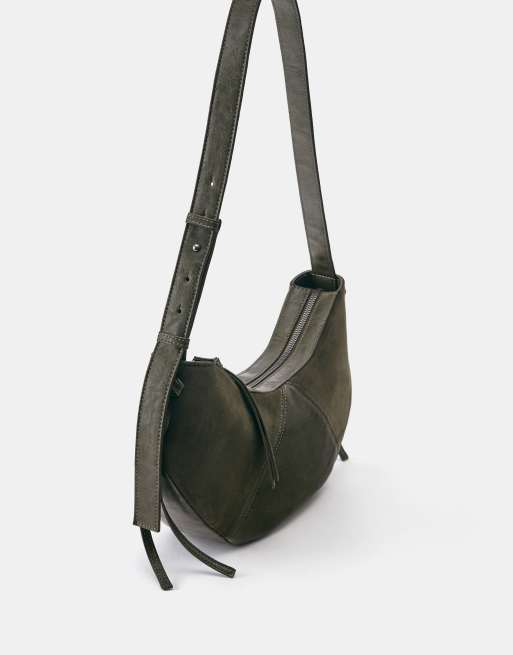 Pull&Bear sac bandoulière bi-matière kaki, 2 de 6