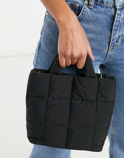 Pull&Bear - Sac cabas matelassé avec bandoulière amovible - Noir, 3 de 4