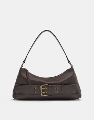 Pull & Bear - Sac porté épaule à boucle - Marron-Brown