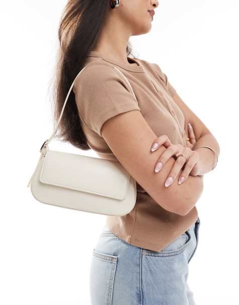 Pull&Bear - Sac porté épaule avec anse réglable - Écru - view 1