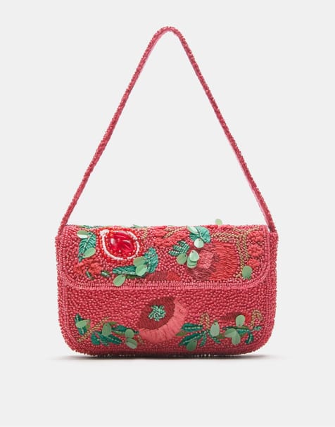 Pull&Bear - Sac porté épaule orné de perles - Rose - view 1