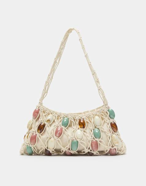 Pull&Bear - Sac porté épaule ornementé en macramé - Écru - view 1