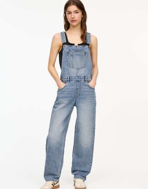 Pull&Bear - Salopette en jean - Bleu - view 1