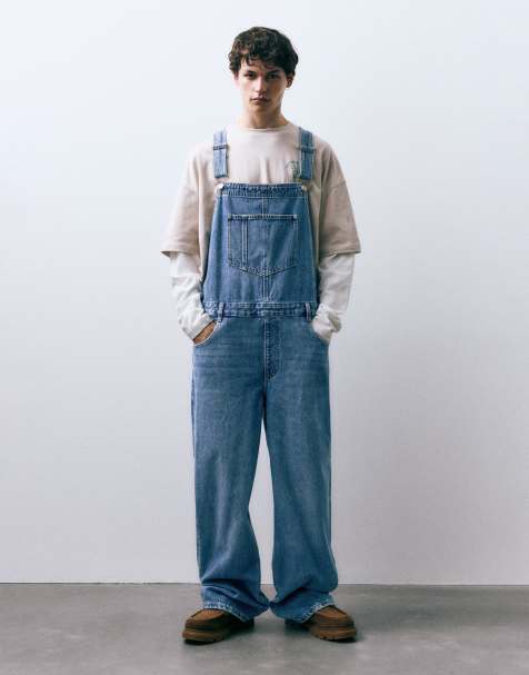 Pull&Bear - Salopette in denim blu medio - view 1