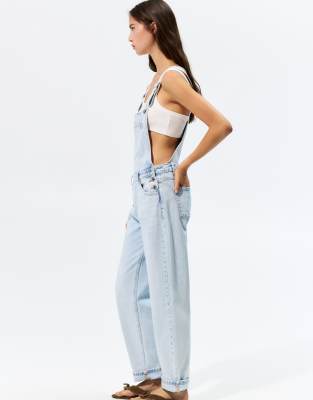 Pull&Bear - Salopette longue en jean - Bleu pâle - view 1