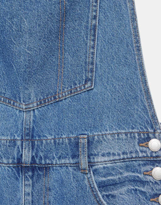 Pull&Bear salopette lunga in denim blu, 5 di 6