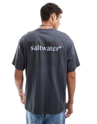 Pull&Bear saltwater printed t-shirt in dark grey | ASOS