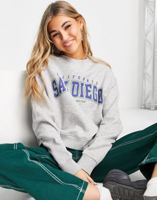 Pull&Bear San Diego slogan sweatshirt in grey
