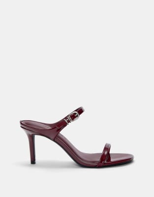Pull&Bear - Sandalen met hak in bordeauxrood - view 1