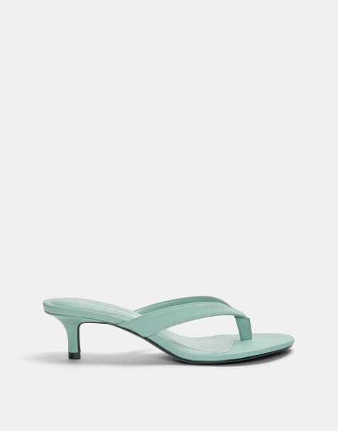 Pull&Bear - Sandalen met hak in turkoois - view 1