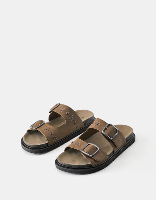 Pull&Bear Sandalen mit Schnalle in Braun, 2 von 4