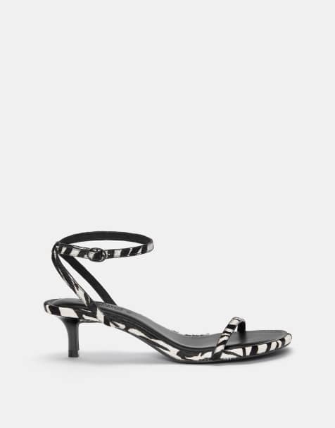 Pull&Bear - Sandales à talon en cuir à motif zébrures contrastant - view 1