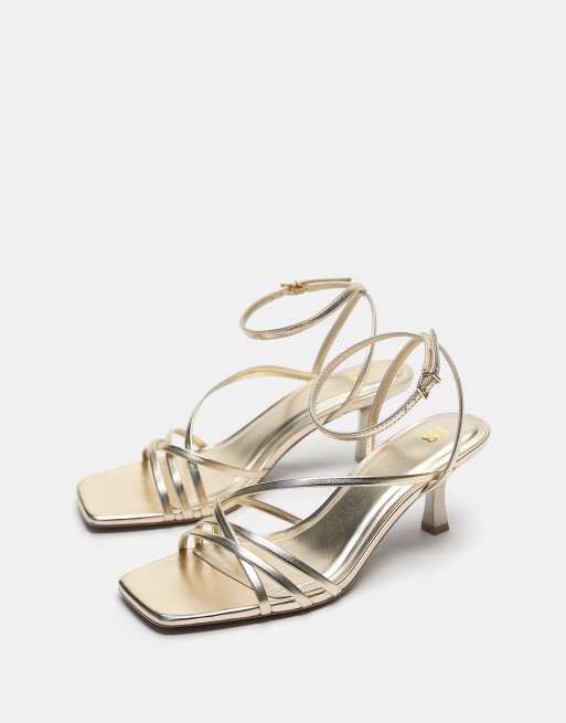 Pull&Bear - Sandales à talon et brides - Doré, 3 de 4