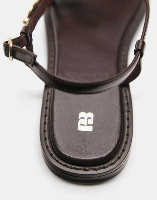 Pull&Bear - Sandales plates à perles - Marron, 4 de 4