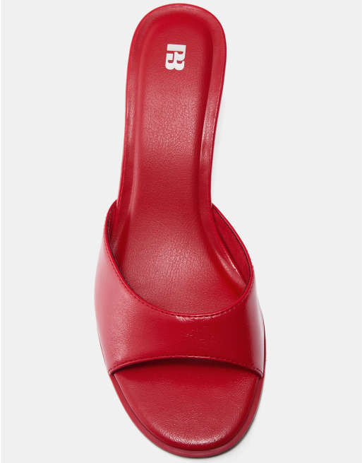 Pull&Bear - Sandales style mules à talon haut - Rouge, 4 de 4