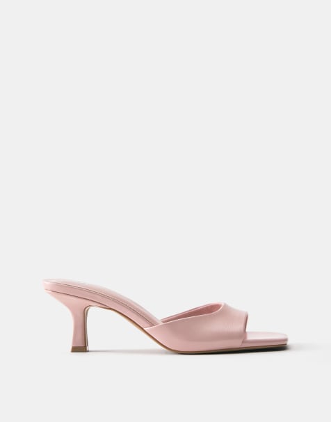 Pull&Bear - Sandales style mules à talon - Rose - view 1