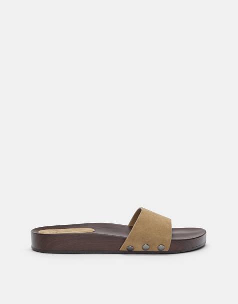 Pull&Bear - Sandali bassi in pelle marrone - view 1