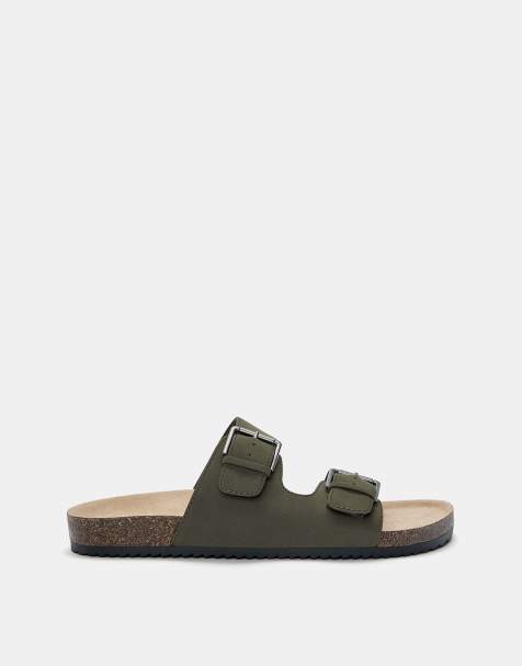 Pull&Bear - Sandali bassi kaki con fibbia - view 1