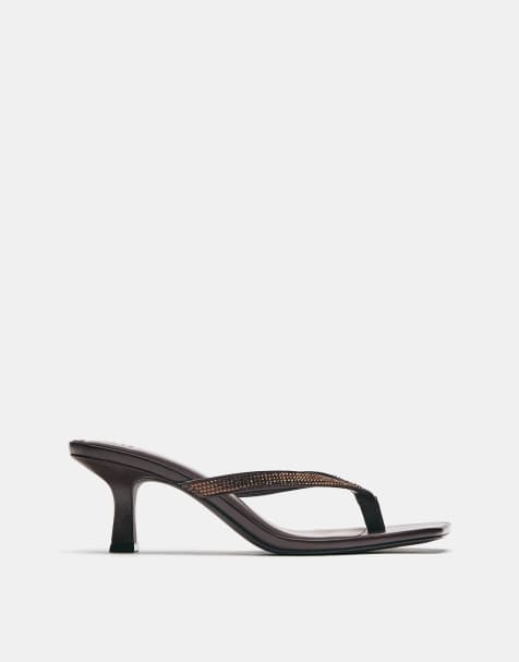 Pull&Bear - Sandali bordeaux con tacco e strass - view 1