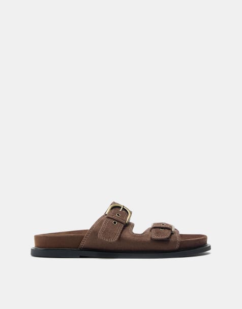 Pull&Bear - Sandali con doppia fibbia marroni - view 1