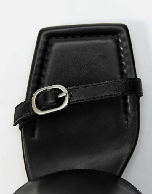 Pull&Bear - Sandali con tacco e caviglia neri, 3 di 4