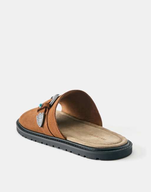 Pull&Bear - Sandali stile cowboy in pelle marroni, 4 di 4