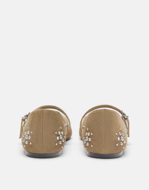 Pull&Bear - Sandfarvede ballerinaer med nitter, 3 af 4