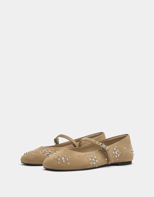 Pull&Bear - Sandfarvede ballerinaer med nitter, 4 af 4