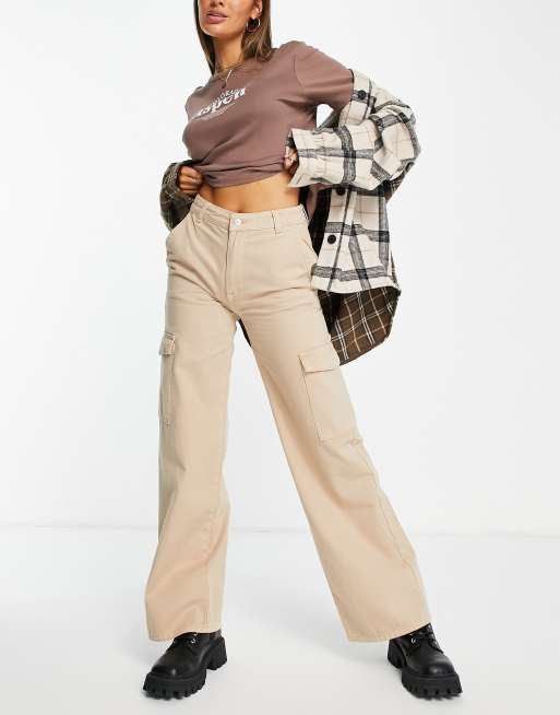 Pull&Bear - Sandfarvede Dad-cargobukser