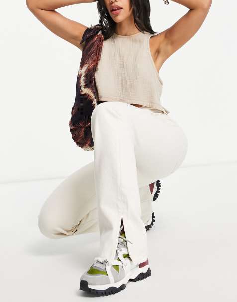 Pull&Bear - Sandfarvede jeans med slids - view 1