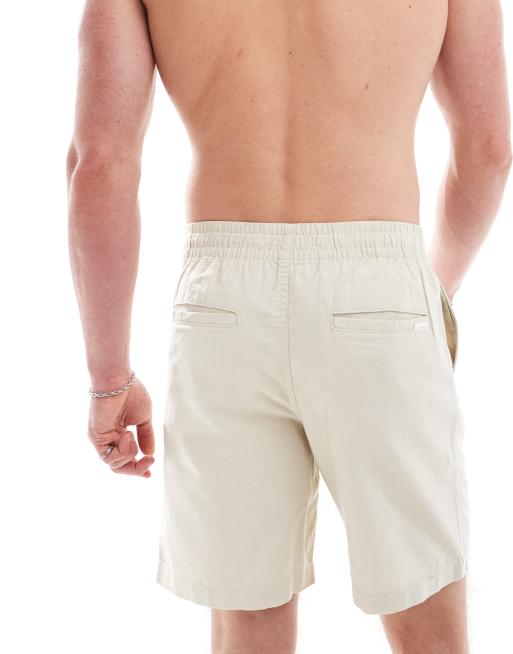Pull&Bear - Sandfarvede shorts i hørblanding, 2 af 5