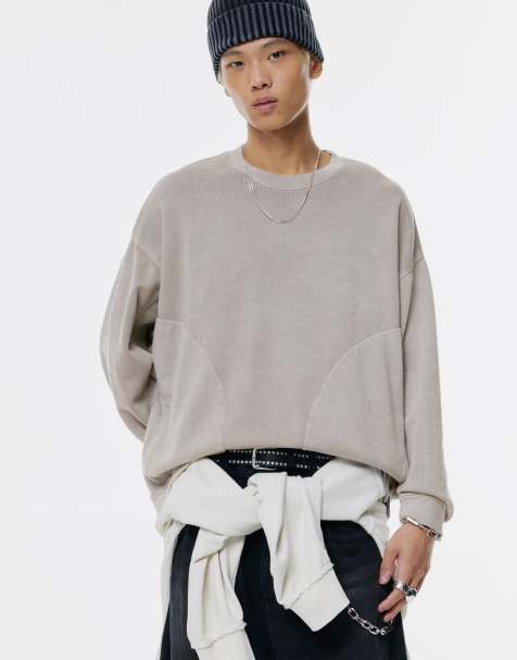 Pull&Bear - Sandfarvet sweatshirt med paneler og sidelommer - view 1