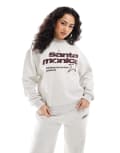 [Pull & Bear] Pull & Bear 'Santa Monica' graphic sweat in grey marl (part of a set) L GREY