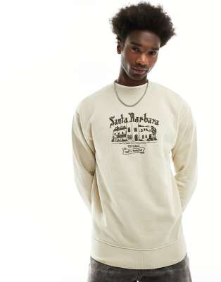 Pull & Bear Santa Monica sweatshirt in ecru-Neutral