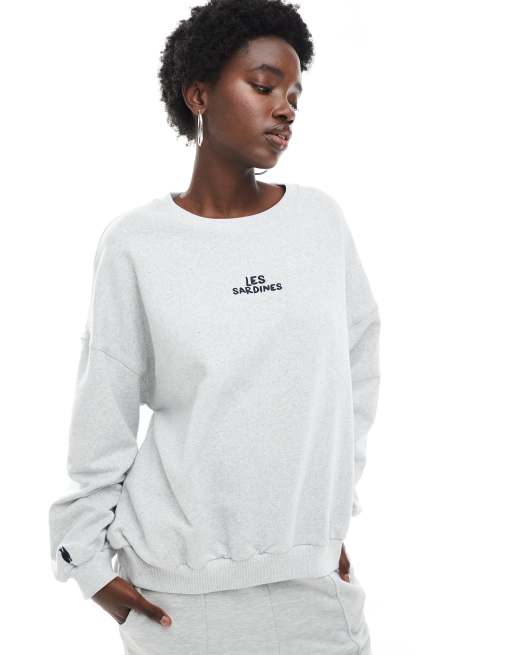 Pull&Bear sardines graphic sweatshirt in light gray | ASOS