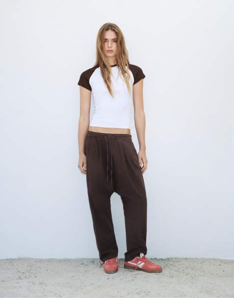 Pull&Bear - Sarouel baggy à cordon de serrage - Marron - view 1