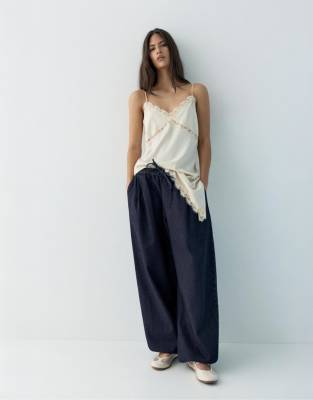 Pull & Bear - Sarouel-Jeans in Marineblau