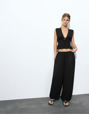 Pull & Bear - Sarouel - Pantalon en crêpe - Noir