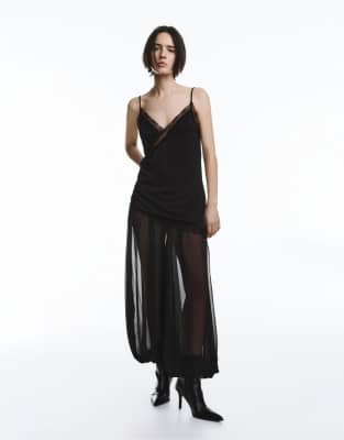 Pull & Bear - Sarouel semi-transparent - Noir