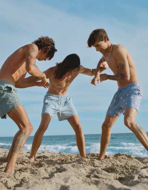 Pull&Bear - Sart indigoblå board-shorts med broderier, 2 af 4