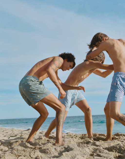 Pull&Bear - Sart indigoblå board-shorts med broderier, 4 af 4