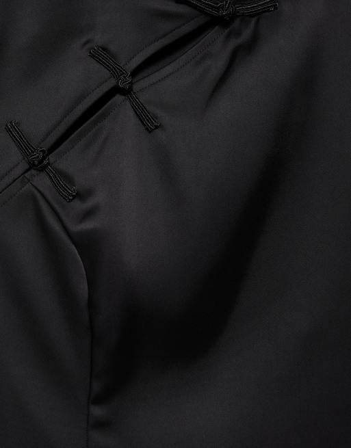 Pull&Bear satijnen overhemd met brandweersluiting in zwart, 6 van 7