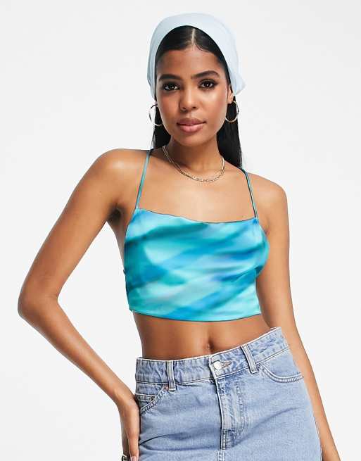 Turquoise satin hot sale top