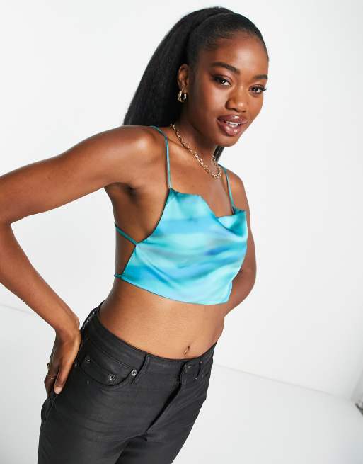 Satin open best sale back crop top